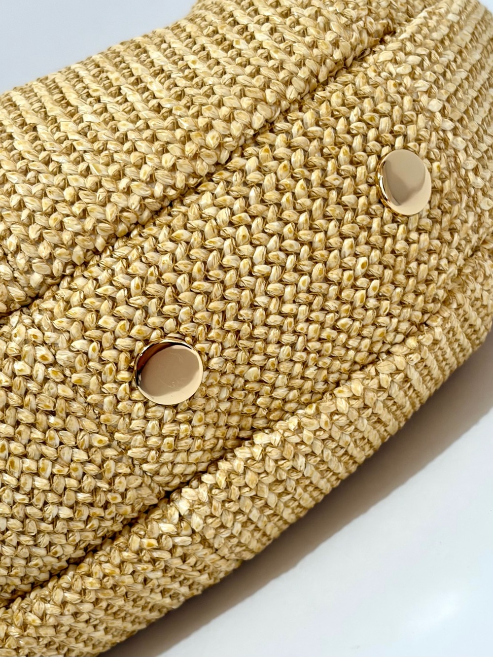 Hammitt Erica Small Raffia Croissant 🥐 Shoulder Bag In Cocoa Raffia/Gold NWT!! - Picture 14 of 16